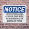 Signmission Enter Pond Area At Your Own Risk No Swimming, 14 in W x Rectangle, Plastic OS-2PACK-NS-P-1014-L-12081 - alternate 4